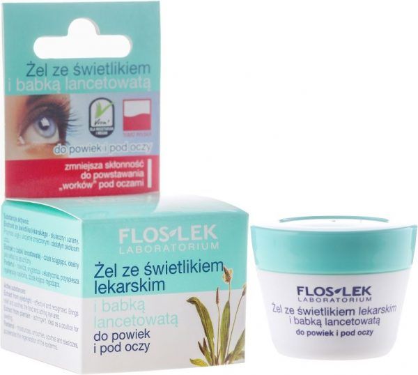 Гель для кожи вокруг глаз с очанкой и подорожником Lid & under eye gel with eyebright and plantain, Floslek 10 г  