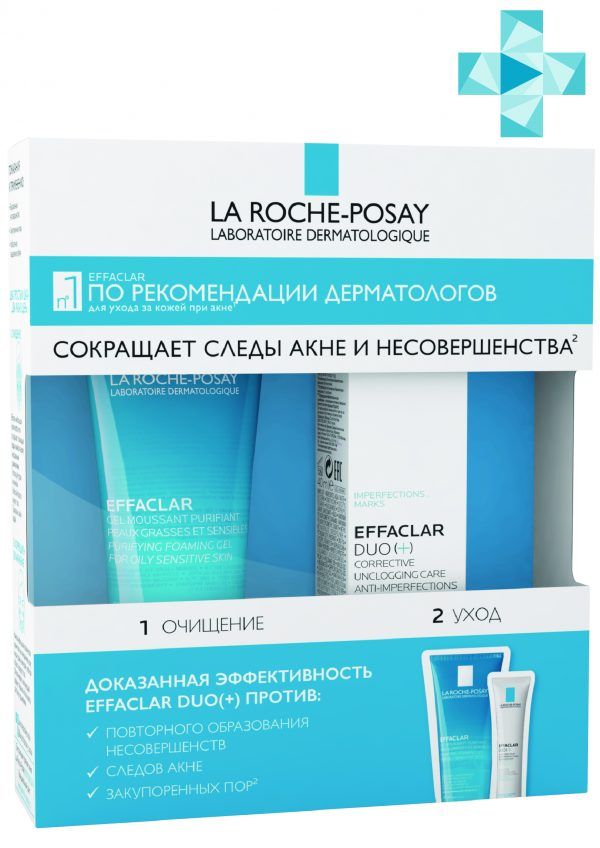 Набор Effaclar (DUO+ Крем-гель 15 мл + гель очищающий для лица 50 мл в ПОДАРОК) La Roche-Posay  